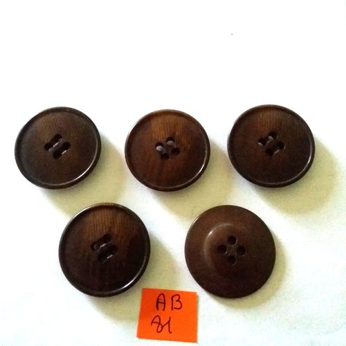 5 boutons en résine marron - 31mm - ab81