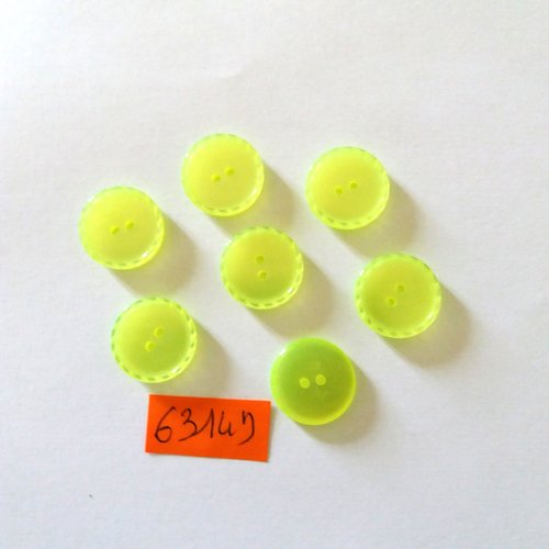 7 boutons en résine jaune/vert - vintage - 18mm - 6314d