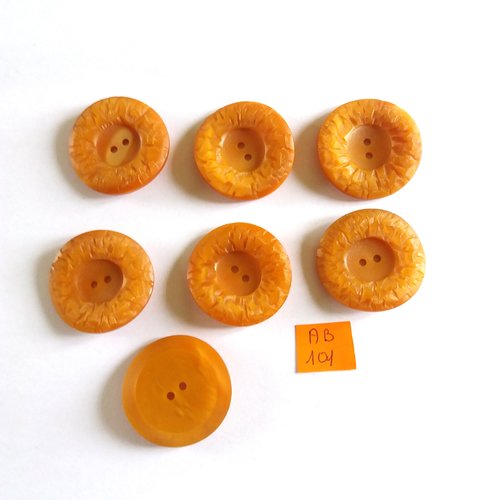 7 boutons en résine orange foncé - 35mm - ab101