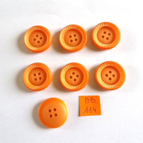 7 boutons en résine orange - 27mm - ab114