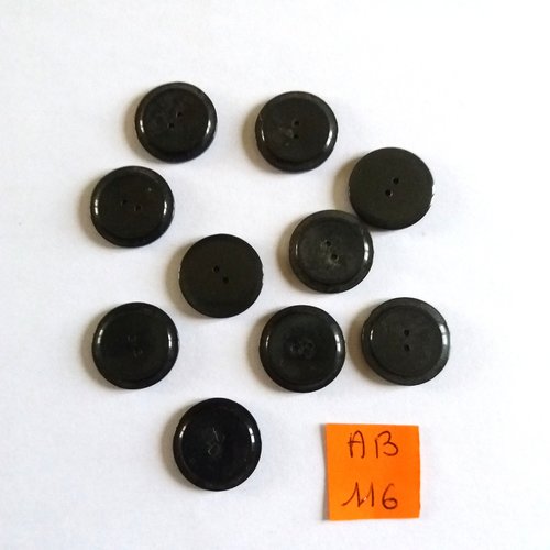 10 boutons en résine gris foncé - 18mm - ab116
