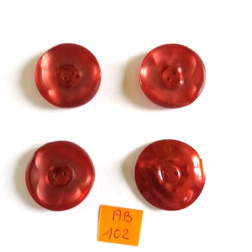 4 boutons en résine rouge foncé - 31mm - ab102