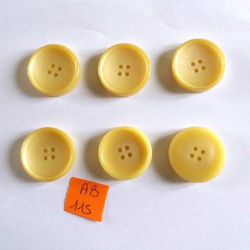 6 boutons en résine beige - 26mm - ab115