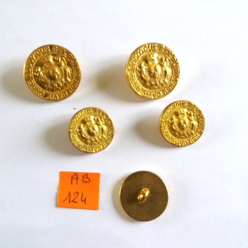 5 boutons en métal doré - 22mm et 28mm - ab124
