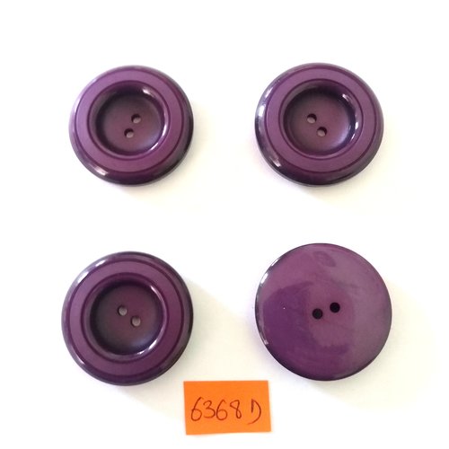 4 boutons en résine violet - vintage - 34mm - 6368d