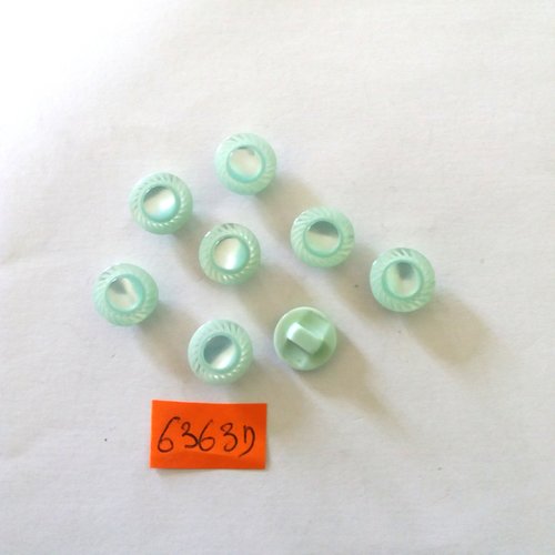 8 boutons en résine vert clair - vintage - 11mm - 6363d