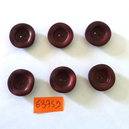 6 boutons en résine bordeaux - vintage - 20x20mm - 6375d