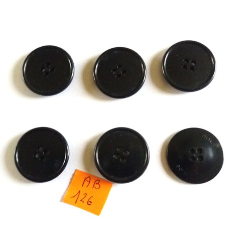 6 boutons en résine noir - 27mm - ab126