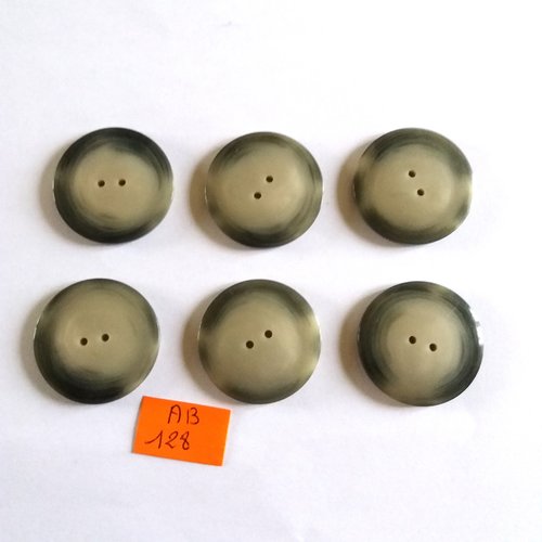 6 boutons en résine gris - 34mm - ab128