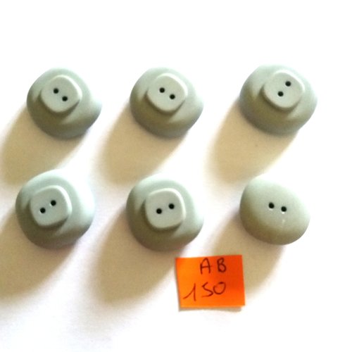 6 boutons en résine gris - 24mm - ab150