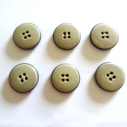 6 boutons en résine gris - 27mm - ab147
