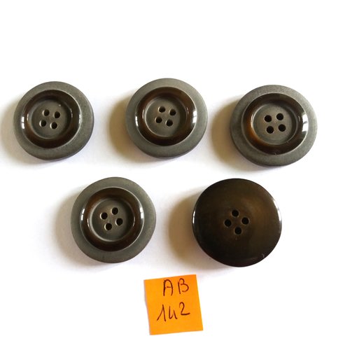 5 boutons en résine gris - 27mm - ab142