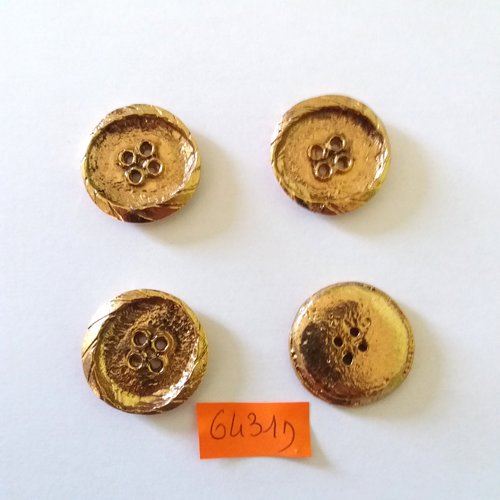 4 boutons en métal doré - vintage - 29mm - 6431d