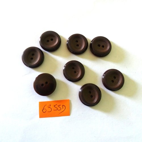8 boutons en résine marron foncé - vintage - 18mm - 6355d