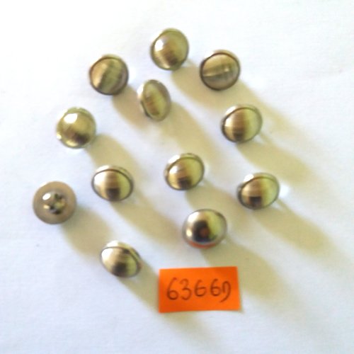 12 boutons en résine argenté - vintage - 12mm - 6366d