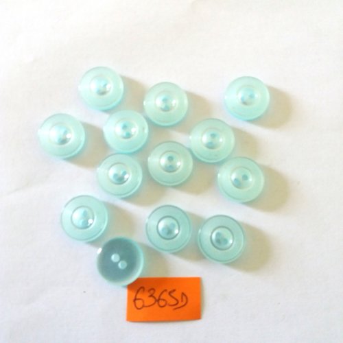 12 boutons en résine bleu clair - vintage - 14mm - 6365d