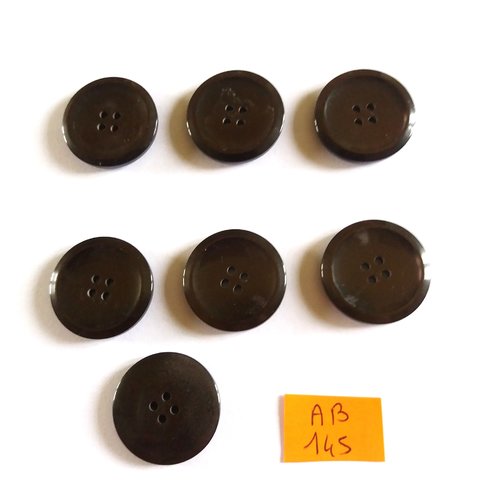 7 boutons en résine marron - 24mm - ab145