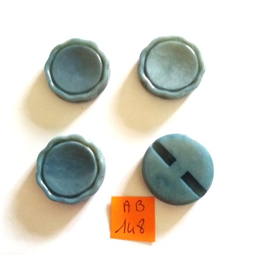 4 boutons en résine bleu - 30mm - ab148