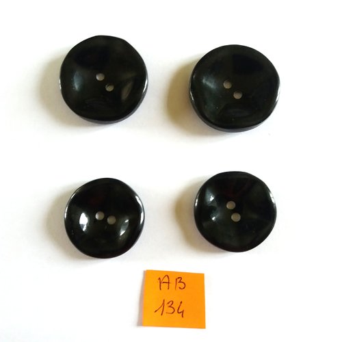 4 boutons en résine noir - 31mm et 27mm - ab134