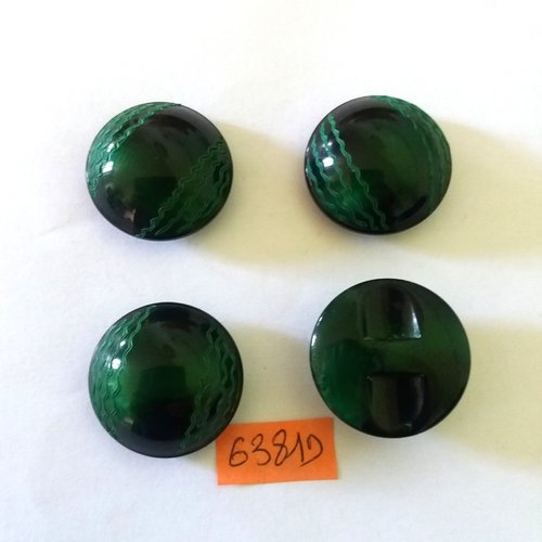 4 boutons en résine vert - vintage - 30mm - 6381d
