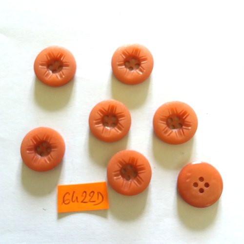 7 boutons en résine marron clair - vintage - 18mm - 6422d