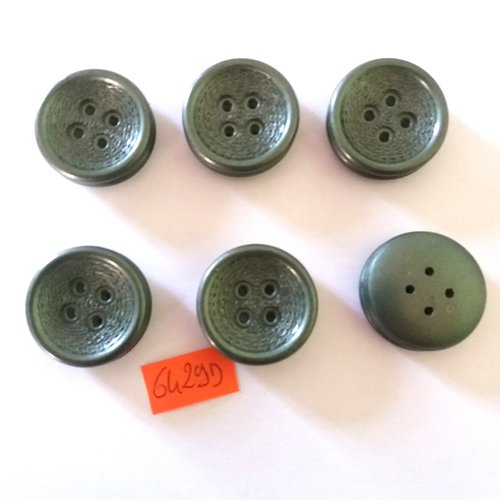 6 boutons en résine vert - vintage - 28mm - 6429d