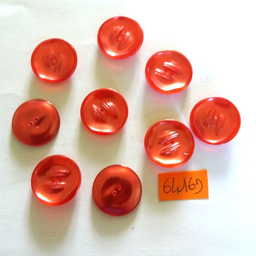 9 boutons en résine rouge - vintage - 22mm - 6416d