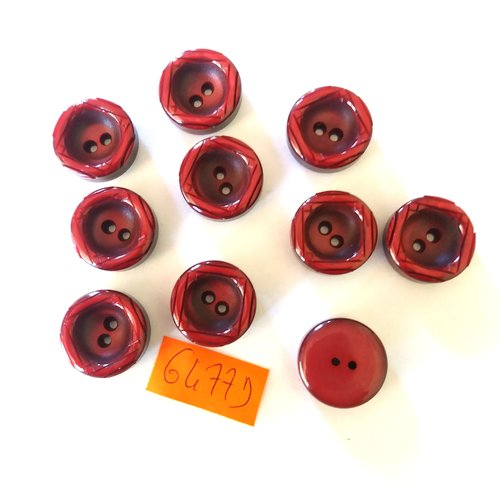 10 boutons en résine bordeaux - vintage - 18mm - 6477d