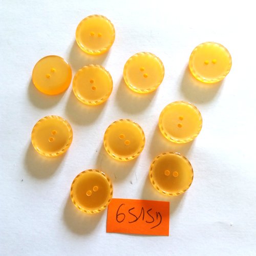 10 boutons en résine jaune/orangé - vintage - 18mm - 6515d