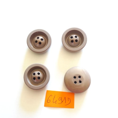 4 boutons en résine gris - vintage - 22mm - 6491d