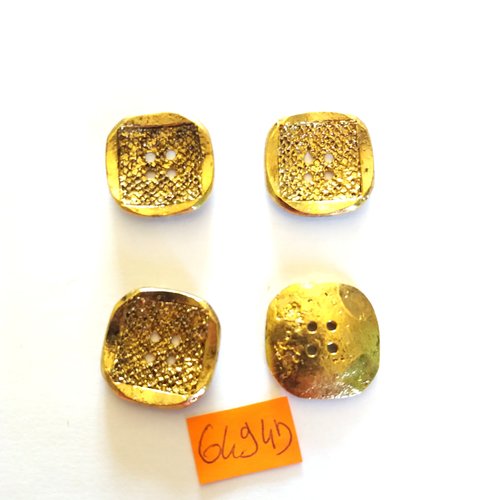 4 boutons en métal doré - vintage - 23mm - 6494d