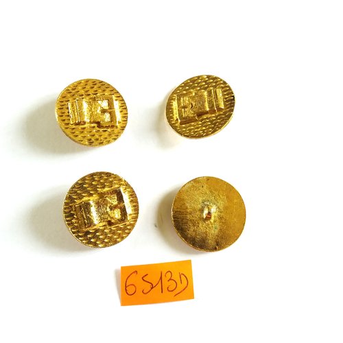 4 boutons en métal doré - vintage - 25mm - 6513d