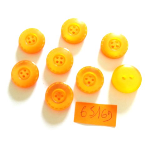 8 boutons en résine orange - vintage - 18mm - 6516d