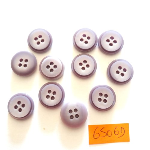 11 boutons en résine mauve/gris - vintage - 18mm - 6506d