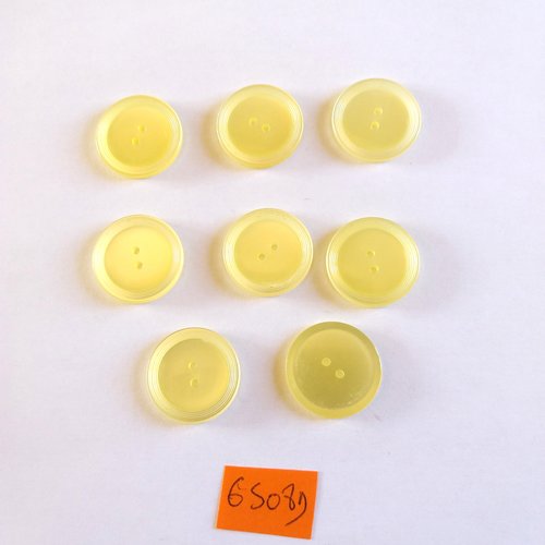 8 boutons en résine jaune - vintage - 22mm - 6508d
