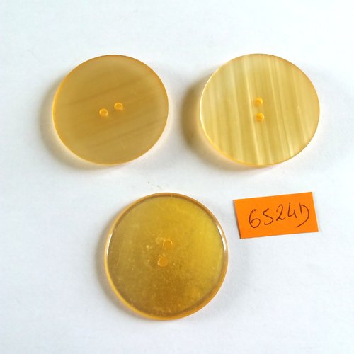 3 boutons en résine orange - vintage - 40mm - 6524d