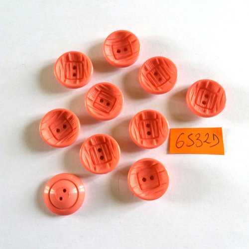 10 boutons en résine rose - vintage - 18mm - 6532d