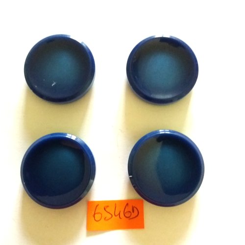 4 boutons en résine bleu foncé - vintage - 31mm - 6546d