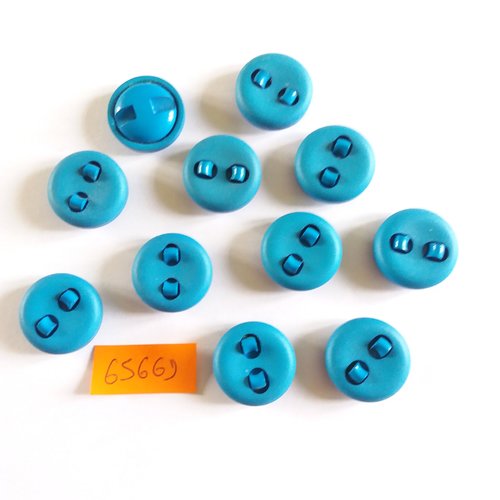 11 boutons en résine bleu turquoise - vintage - 20mm - 6566d