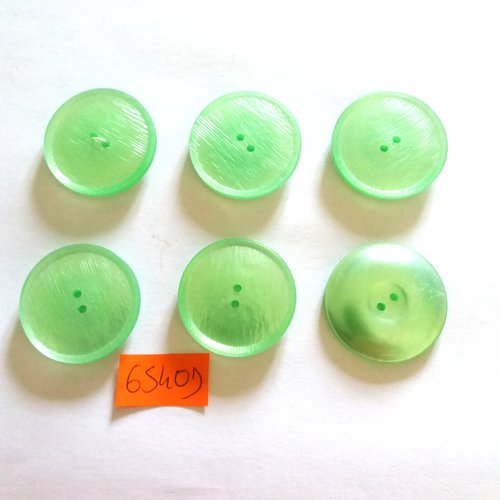6 boutons en résine vert clair - vintage - 31mm - 6540d