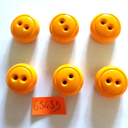 6 boutons en résine jaune - vintage - 22mm - 6545d