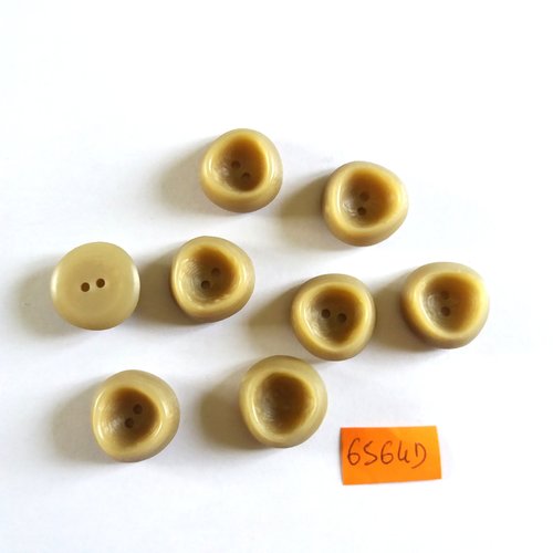 8 boutons en résine beige - vintage - 20mm - 6564d