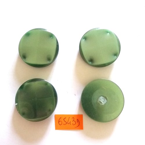 4 boutons en résine vert - vintage - 35mm - 6543d
