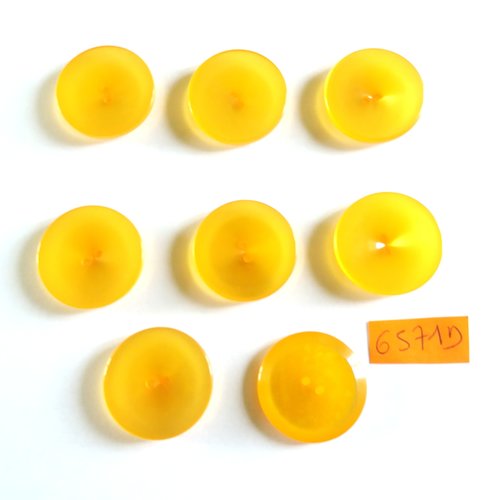 8 boutons en résine orange - vintage - 27mm - 6571d