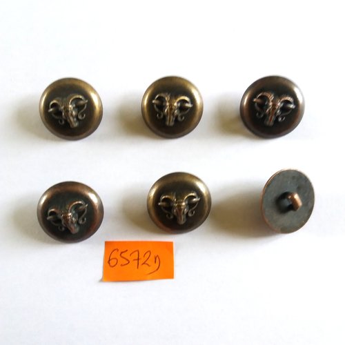 6 boutons en résine bronze - vintage - 21mm - 6572d