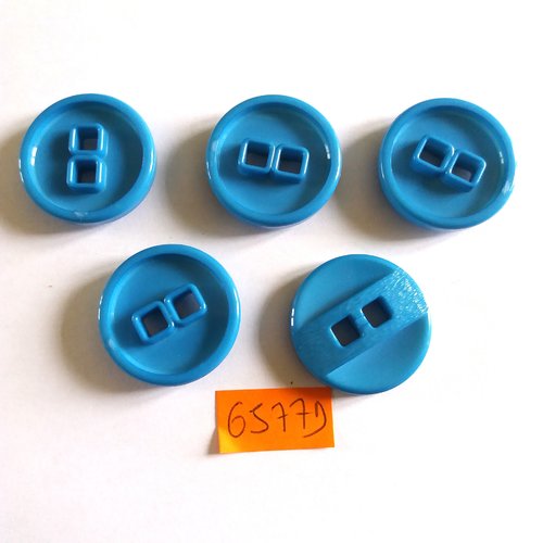 5 boutons en résine turquoise - vintage - 29mm - 6577d