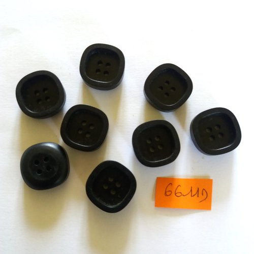 8 boutons en résine noir - vintage - 20x20mm - 6611d