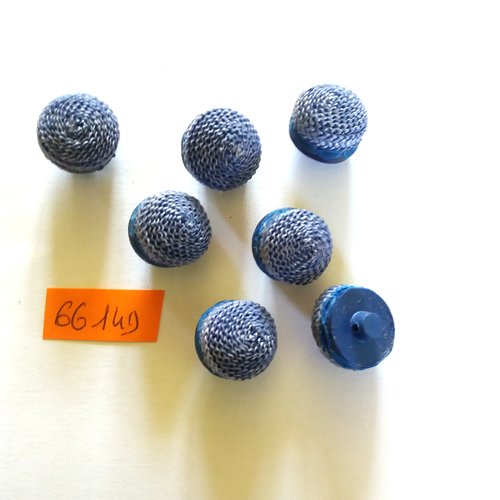 7 boutons en résine bleu - vintage - 15mm - 6614d