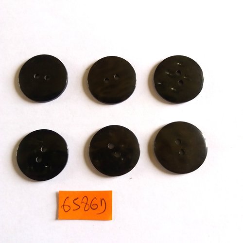 6 boutons en résine marron foncé - vintage - 23m - 6586d