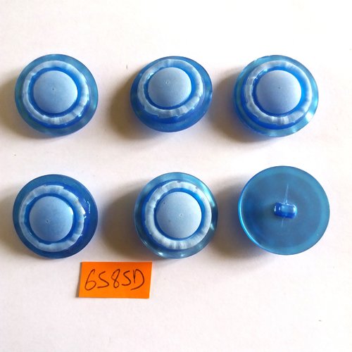 6 boutons en résine bleu clair - vintage - 27mm - 6585d